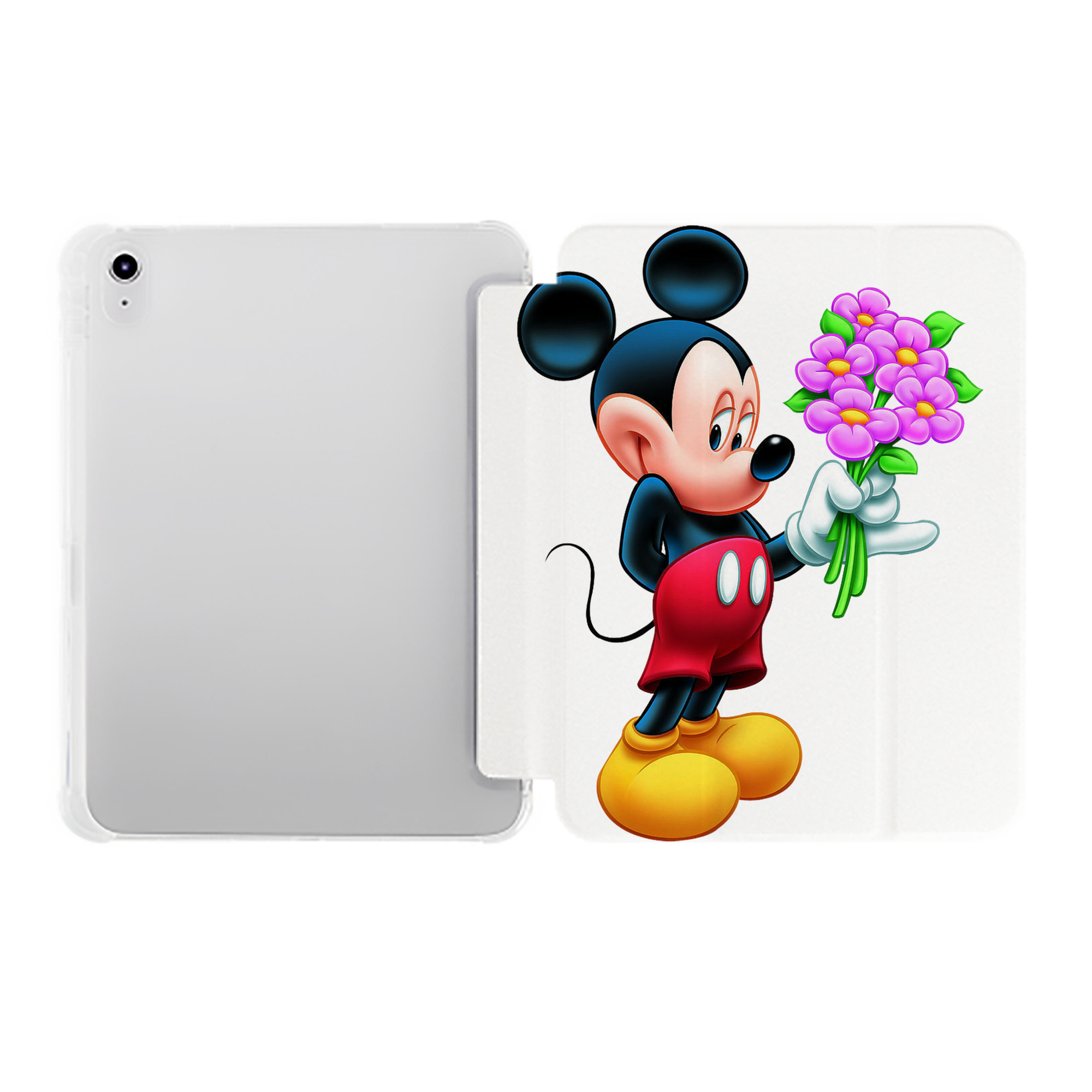 （画像用） ミッキーマウス Mickey Mouse IPad ケース ペン収納付き 三つ折りスタンド PUレザー×シリコン 対応機種9.5/10.5/10.9インチ